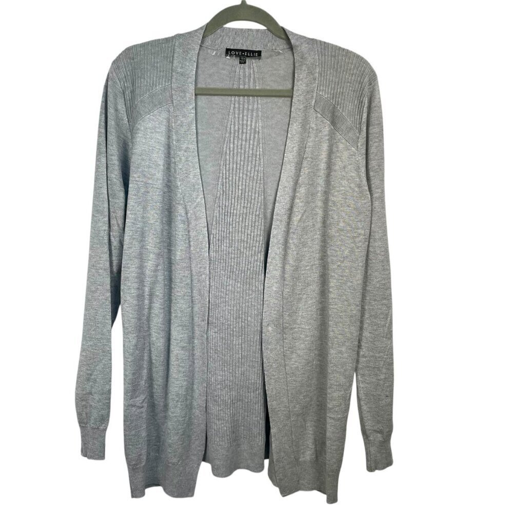 Love Ellie Gray Longline Open Front Duster Cardigan Size L NWOT - Picture 13 of 14